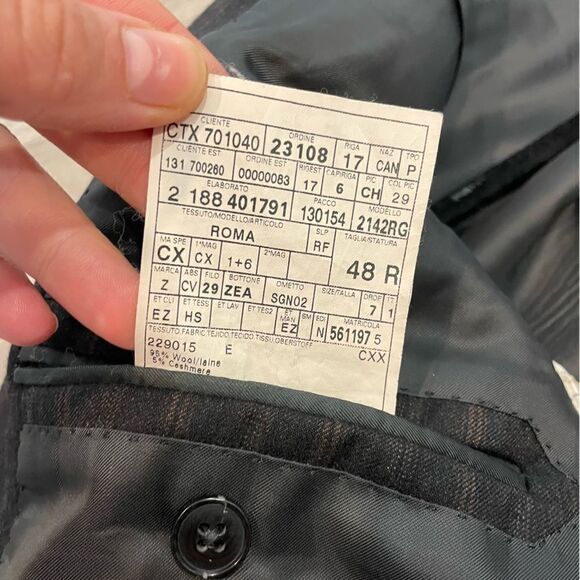 Ermenegildo Zegna Roma Cashmere Wool Black Brown 3-Button Blazer 48R Striped - Picture 7 of 15